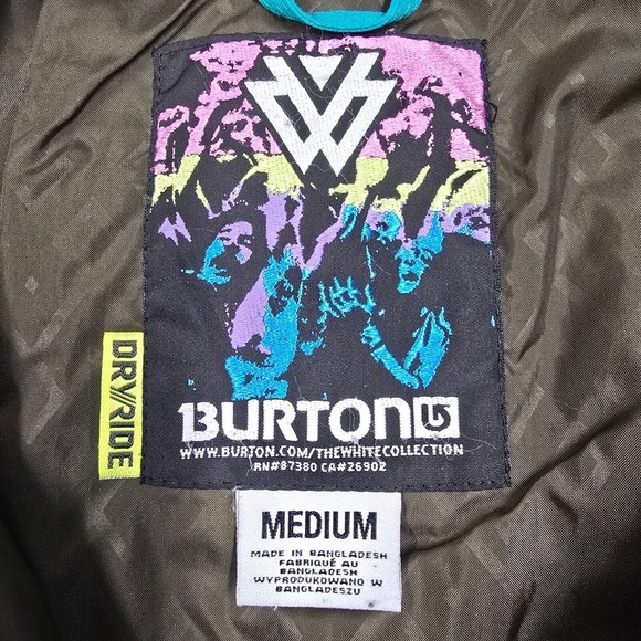 Burton Jacket Womens Medium Brown Teal The White Collection Snowboarding READ - Picture 7 of 16
